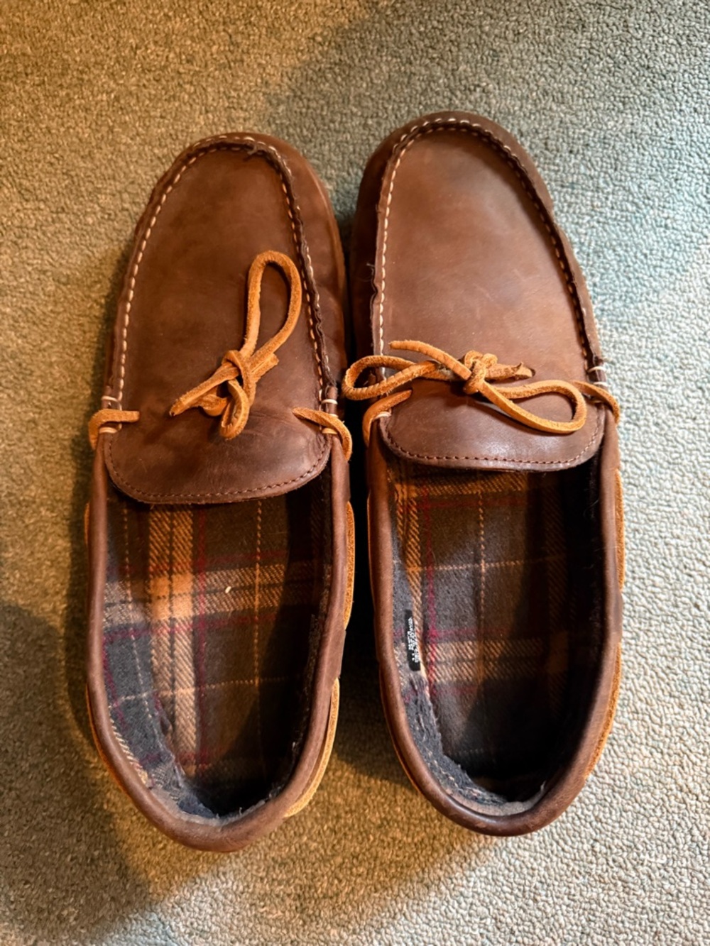 L.L. Bean Men's Brown Leather Moccasin Slippers